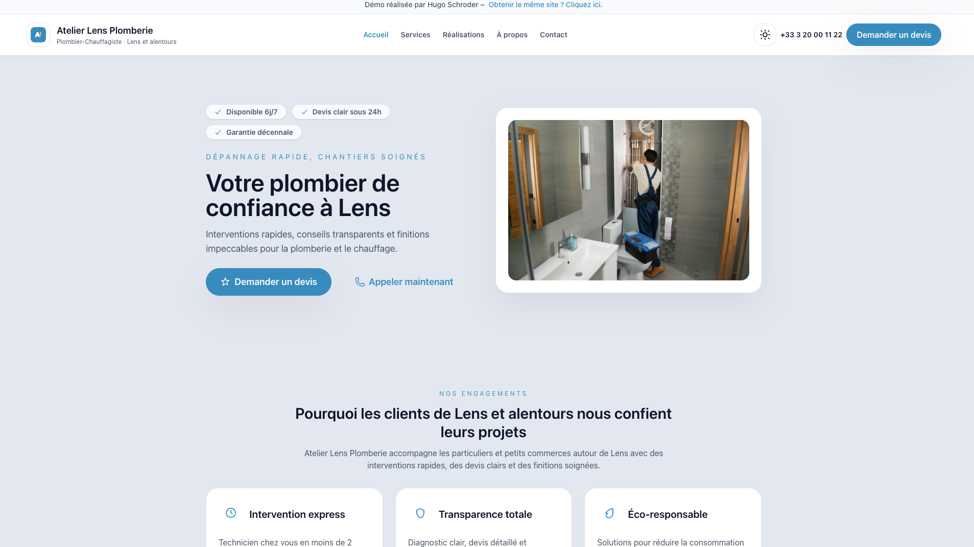 Site démo artisan - Atelier Lens Plomberie